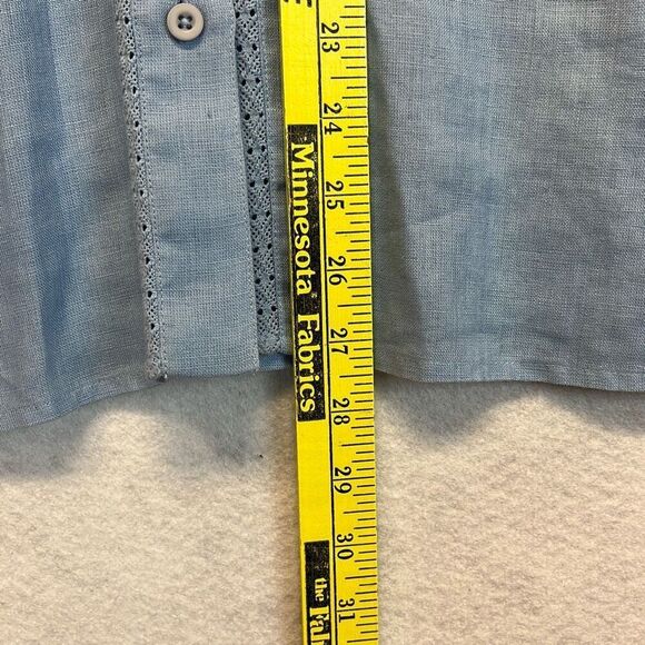 Set of 2 LIZ CLAIBORNE Liz Sport Tops Women's Medium Blue Linen Short Sleeve - Picture 14 of 15